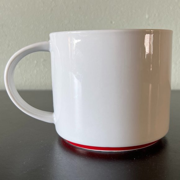 STARBUCKS Gold Vertical Logo Mug in Pearl White with Red Raised Base 2012 - Picture 2 of 6